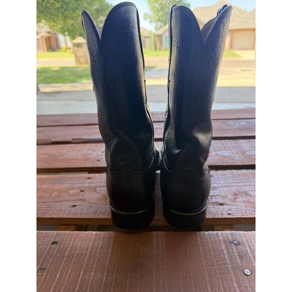 Vintage Lucchese Classics L6746 Black Leather Roper Boots USA Men 8.5D BEAUTIFUL main image 9